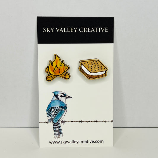 S'more and Campfire Post Earrings