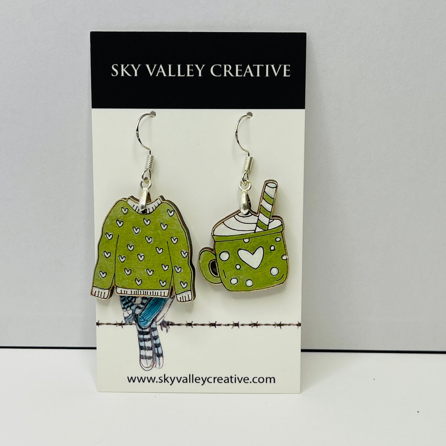 Cocoa Mug and Sweater Dangle Earrings