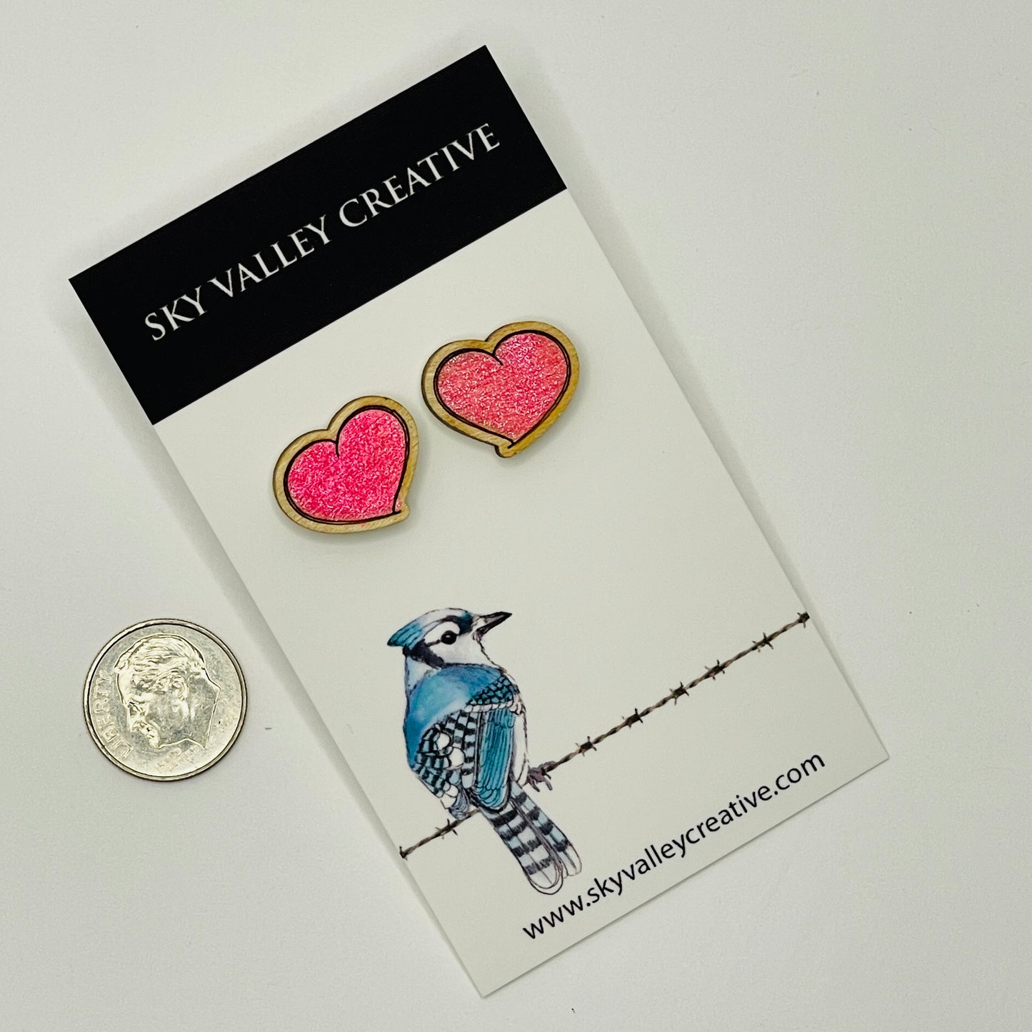 Pink Heart Post Earrings