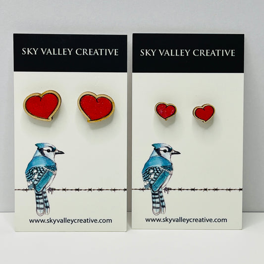 Red Heart Post Earrings