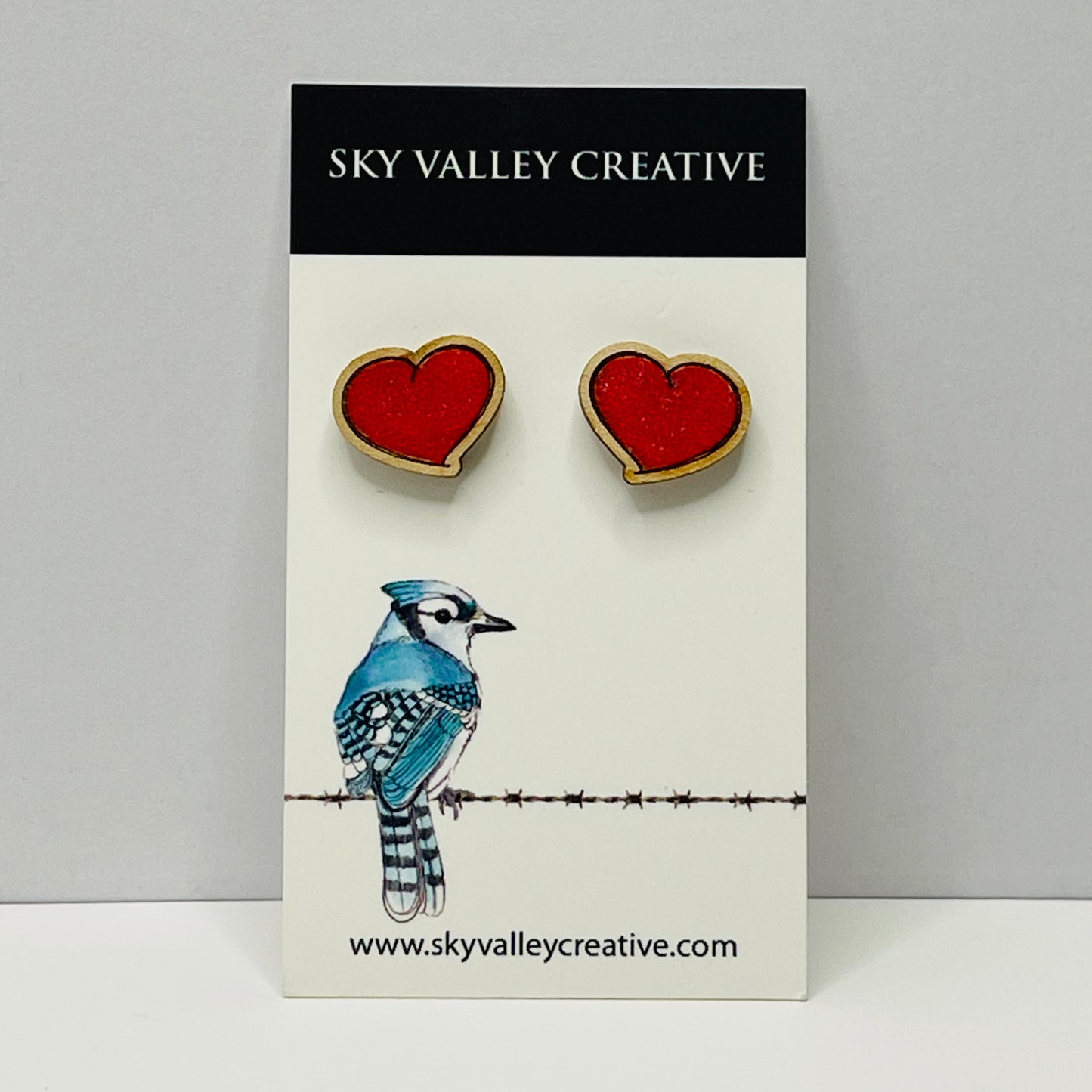 Red Heart Post Earrings