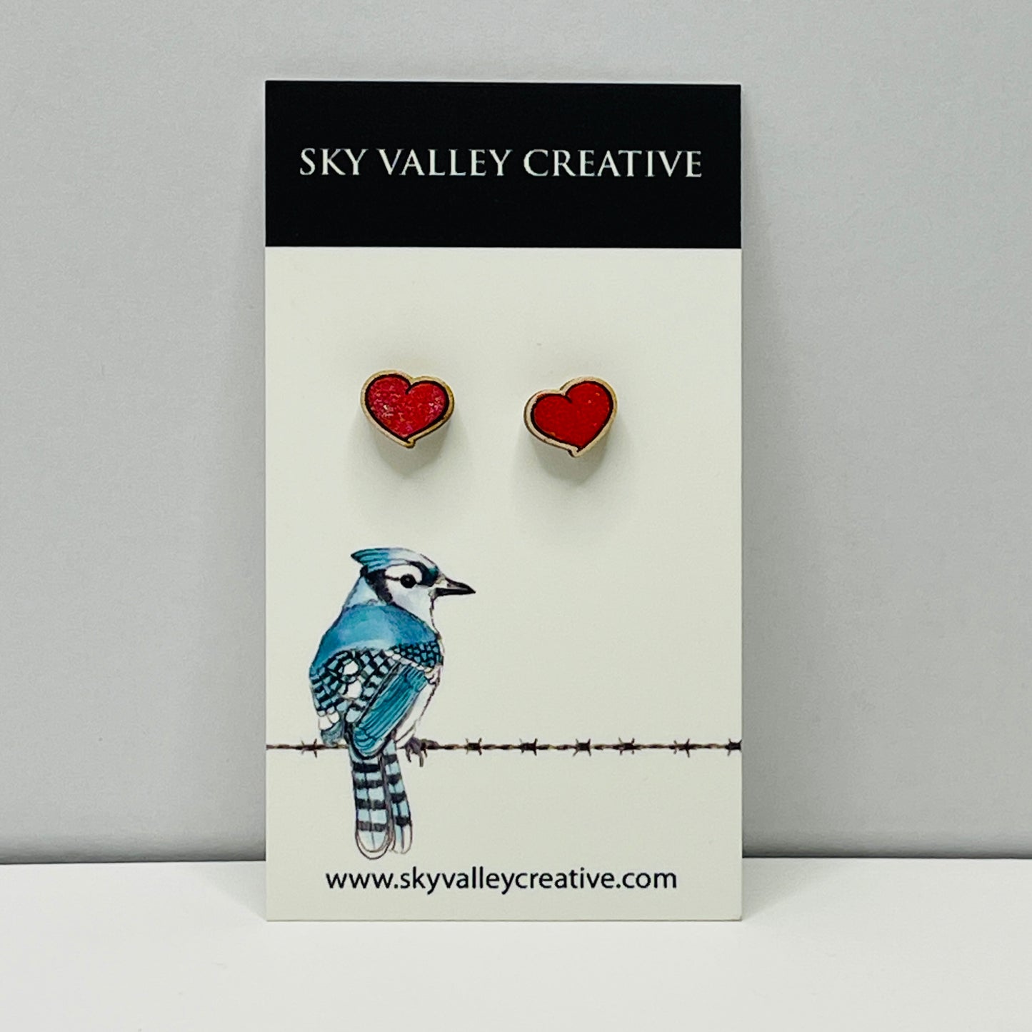Red Heart Post Earrings